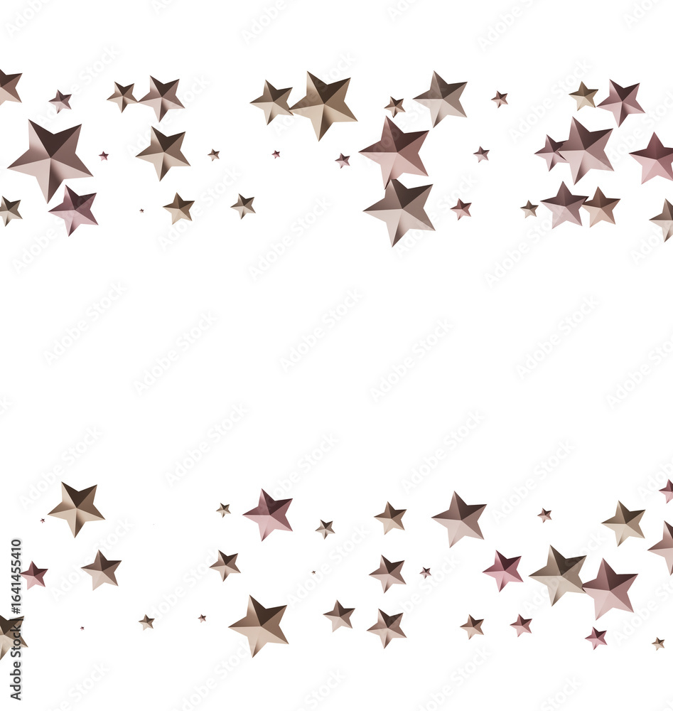 Obraz premium Beautiful rose gold stars scattered on white background. Perfect for festive designs.