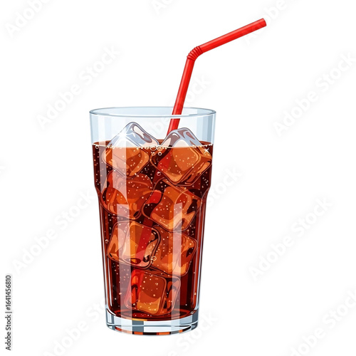 Wallpaper Mural Tall glass of cola with ice and red straw drink beverage Torontodigital.ca