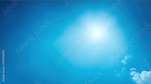 Bright Blue Sky Backdrop with Sunburst Effect and Soft Clouds for Abstract Projects and Designs