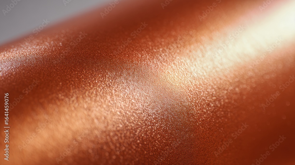 Fototapeta premium Copper Metal Texture Background with Light Reflection, Metallic Surface, Shiny Material, Warm Tones
