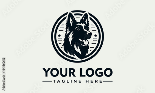 Bold Black Vector of German Shepherd Dog Head Silhouette.