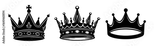 Detailed Black Crown Vector Illustration