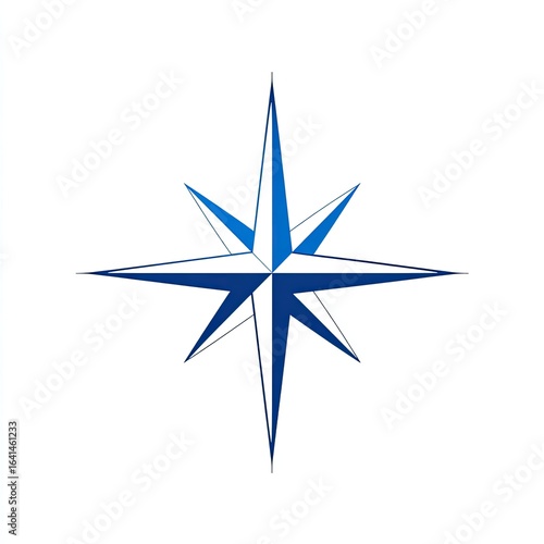 Sharp-pointed, blue compass rose