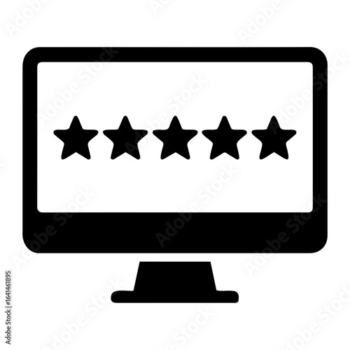 Silhouette vector monitor displaying five black stars arranged horizontally across the screen