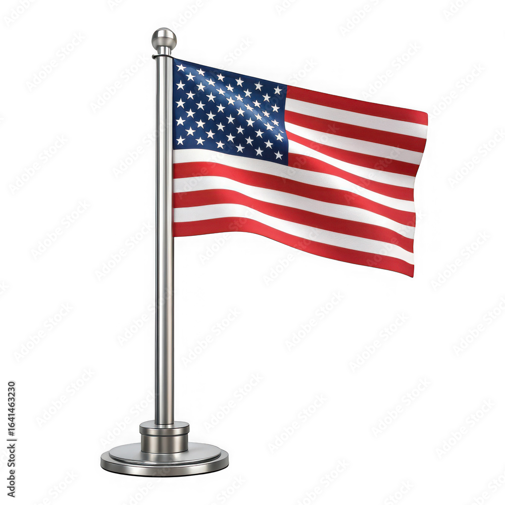 Obraz premium Patriotic American Flag Display on Metal Stand