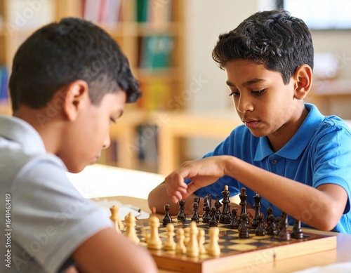 Young Chess Players Deep in Thought