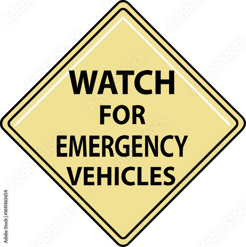 Yellow diamond-shaped sign marking a lane for emergency vehicles, helping to clear traffic during emergencies.