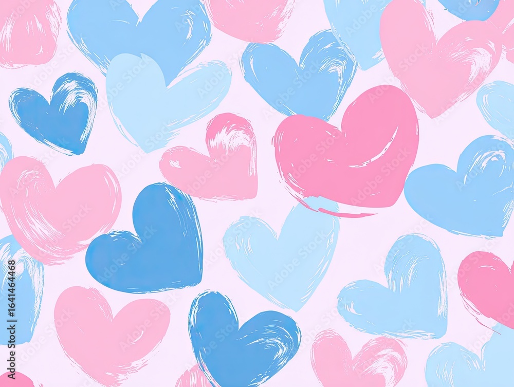Fototapeta premium Heart-shaped brushstrokes in pastel colors