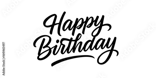 Stylish happy birthday calligraphy with elegant script on white background
