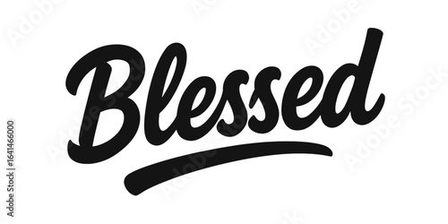 Handwritten calligraphy design with the word blessed in bold black script