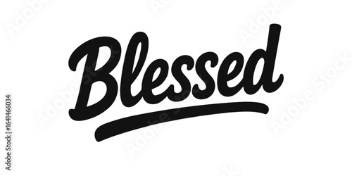 Stylish cursive text of the word blessed with a bold underscore
