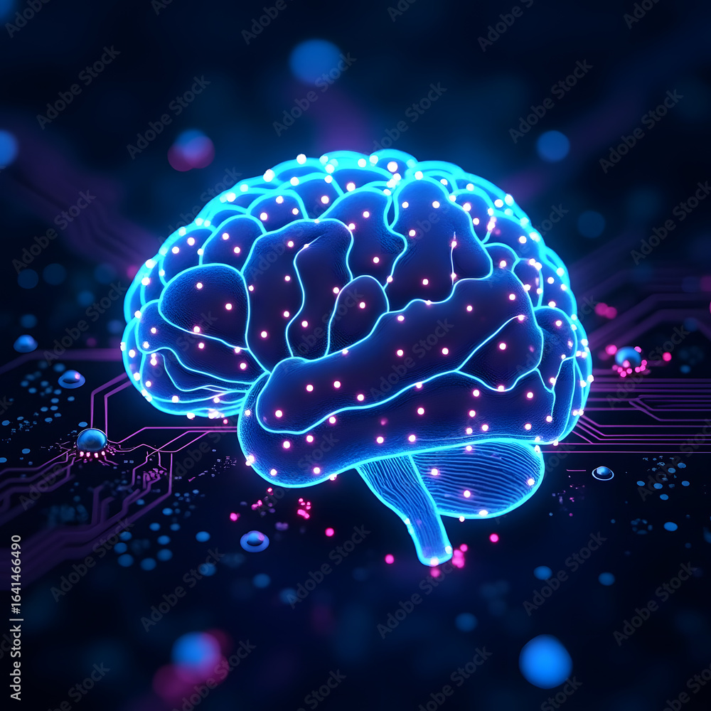 Fototapeta premium Blue, brain-like jellyfish patterns in abstract underwater light