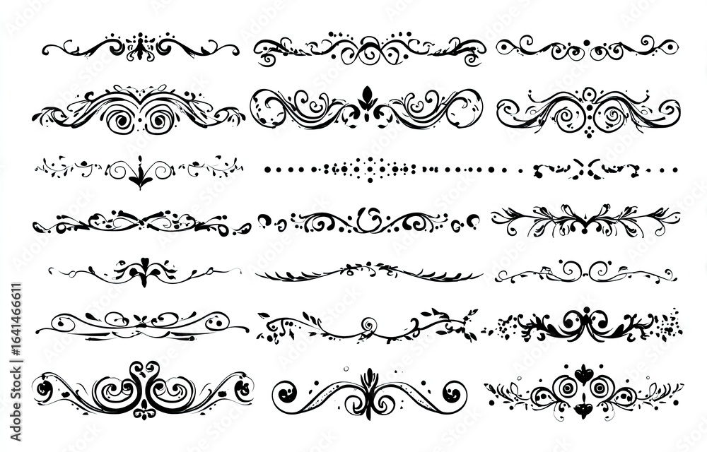 Fototapeta premium Decorative black and white ornate dividers