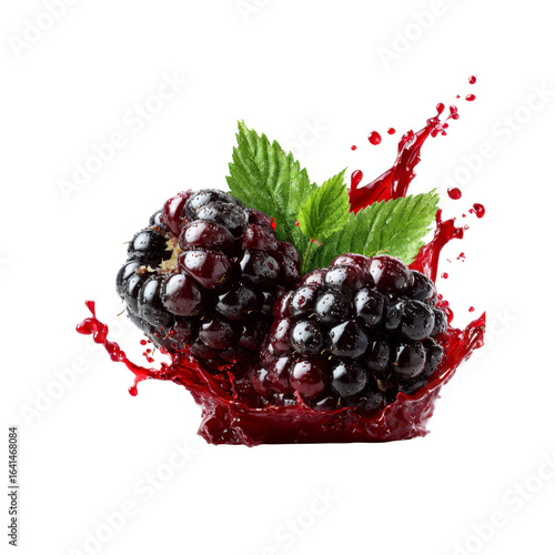 Juicy Blackberries Splashing in Their Own Essence - Fresh Fruit Photography