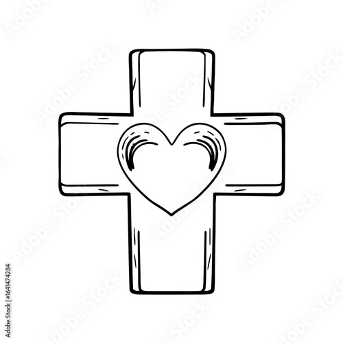 Christian cross with heart symbol