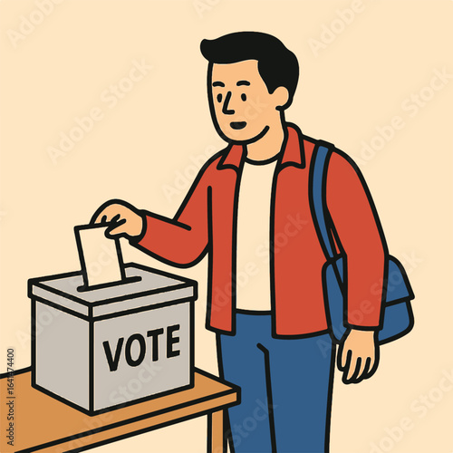 Illustration man at a polling station vector minimalism Vector illustration minimalism