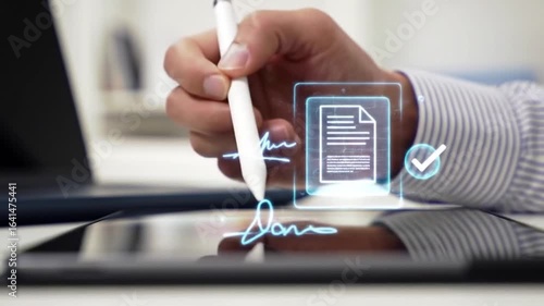 Wallpaper Mural Digital Signature on Tablet with Stylus Secure Document Approval, Technology, and Business Efficiency Torontodigital.ca