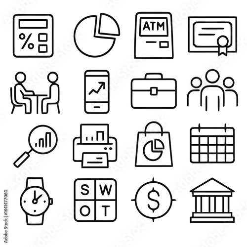 Set of Business and Finance Outline Icons