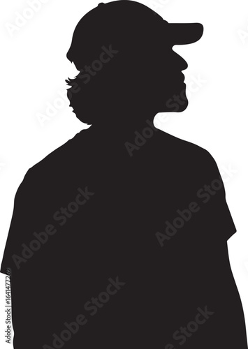 Black silhouette of a man wearing a baseball cap male