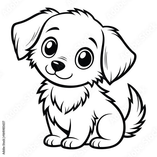 Black and white Cute puppy on white background
