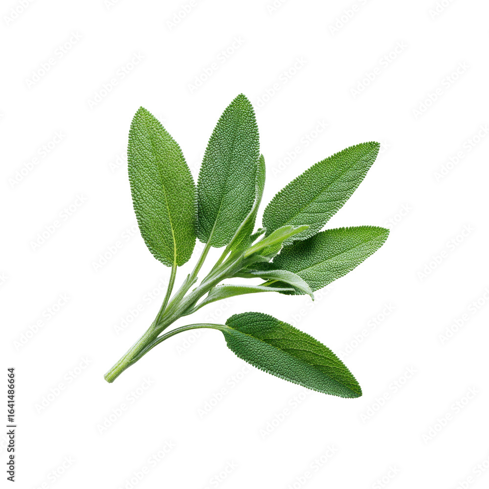 Obraz premium Fresh Sprig of Sage Leaves Isolated on Black Background