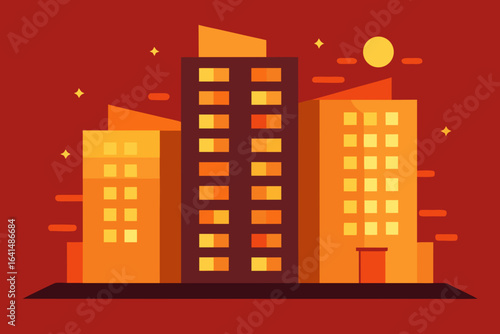 Cityscape under the moonlight