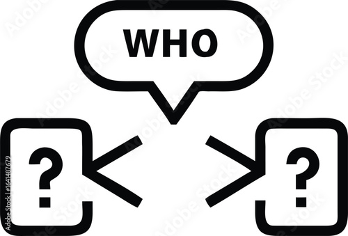 Vector art of who question mark symbol icon isolated on white background