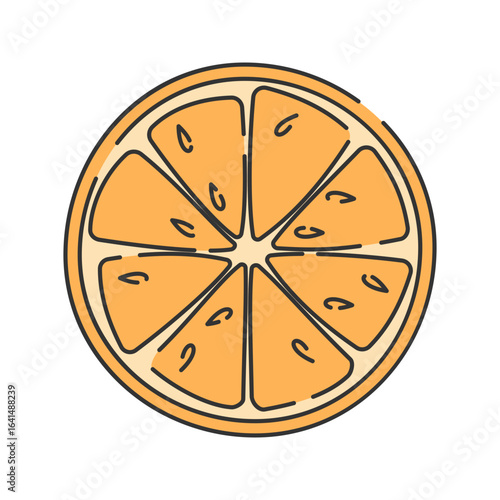 Orange slice Hand drawn style citrus slice for juice and fruit icons useful in smoothie and breakfast branding