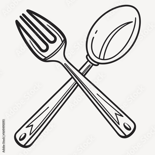 Spoon and fork vector illustration of kitchen cutlery isolated on white background