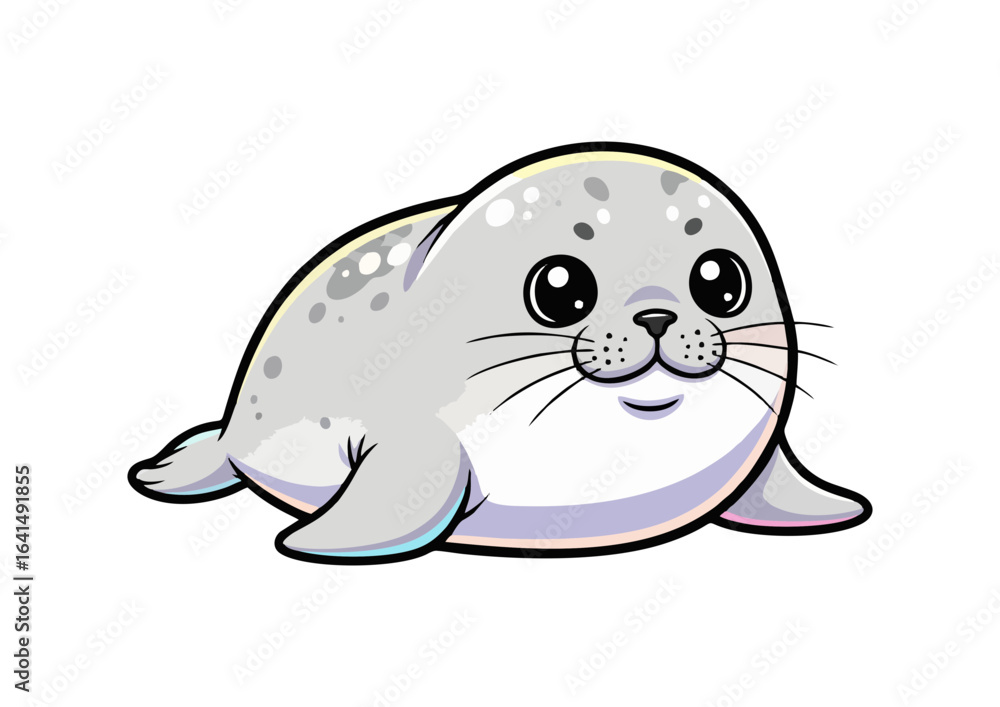 Fototapeta premium Cute seal character with a happy face