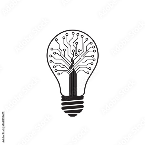  Circuit Light Bulb Illustration – Innovation and Technology Concept

