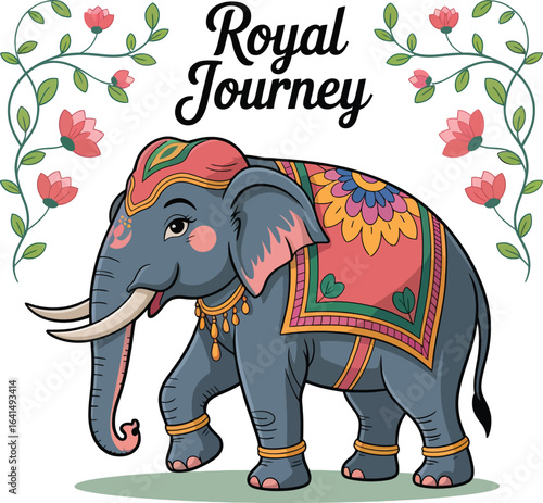 Cute cartoon a illustrator vector indian elephant