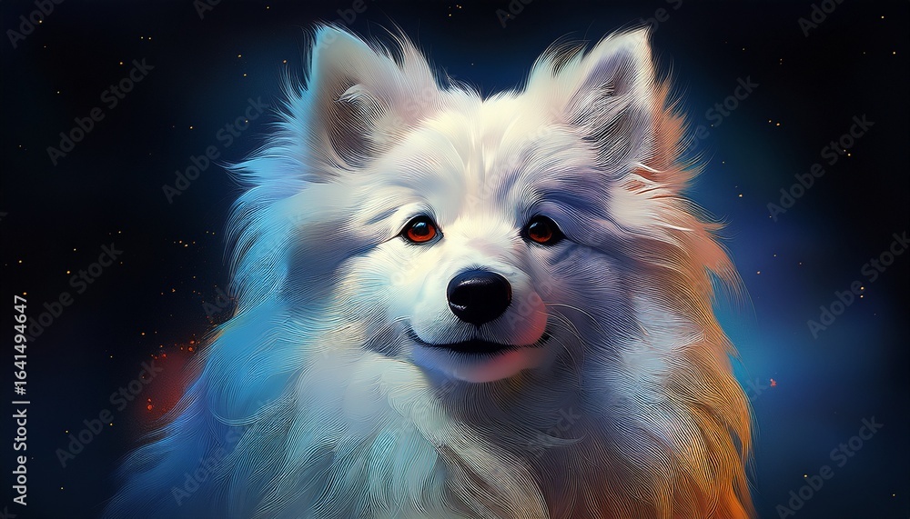 Obraz premium white fluffy dog ai generated