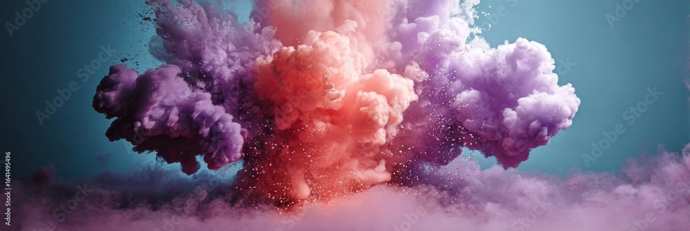 Fototapeta premium Vibrant Colorful Explosion Background with Soft Focus, Swirling Purple, Orange, and Blue Hues