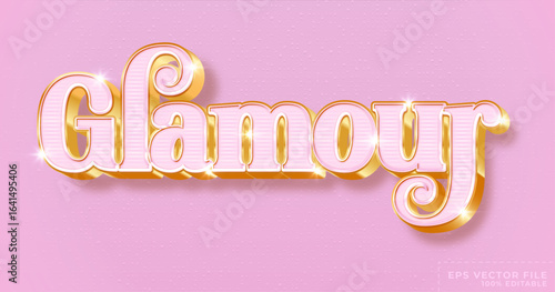 Pink glamour with golden 3d text effect style