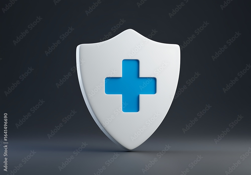 Fototapeta premium Medical Shield Symbolizing Health Protection and Safety with Blue Cross Representing Healthcare Solutions and Insurance Coverage Concepts