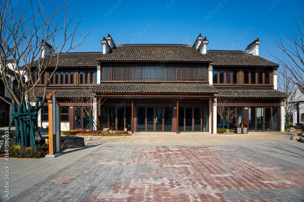 Naklejka premium Captivating Urban Traditional Architecture in a Modern Setting with Vibrant Surroundings