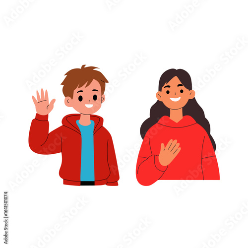 vector illustration of two people introducing themselves
