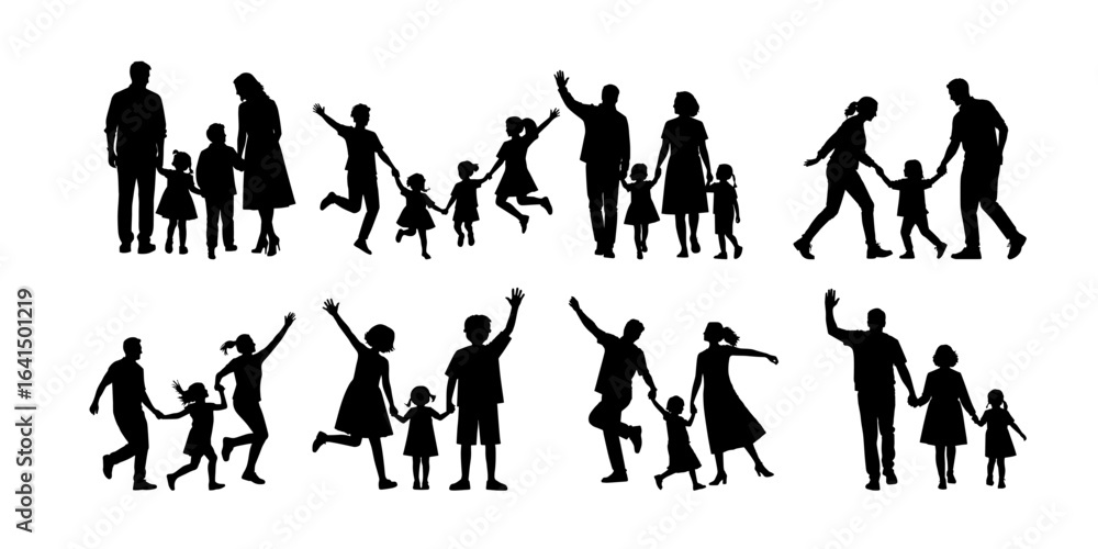 Fototapeta premium happy family silhouette vector illustration