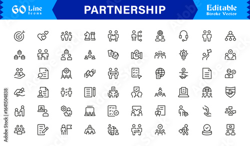 Professional Partnership Icon Set in Vector Style Featuring Collaboration, Teamwork, and Business Agreement Symbols