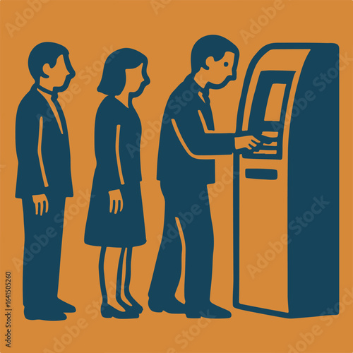 Illustration queue to ATM vector minimalism Vector illustration minimalism