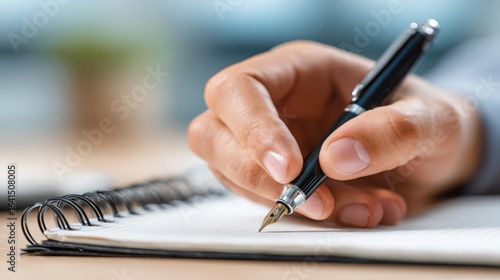 Wallpaper Mural Closeup of person writing in notebook with pen, journaling, planning, or studying Torontodigital.ca