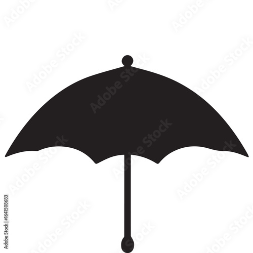 A simple umbrella silhouette isolated on white background provides shelter from the rain and sun with its minimalist design