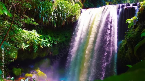 Enchanted Waterfall in Lush Tropical Paradise