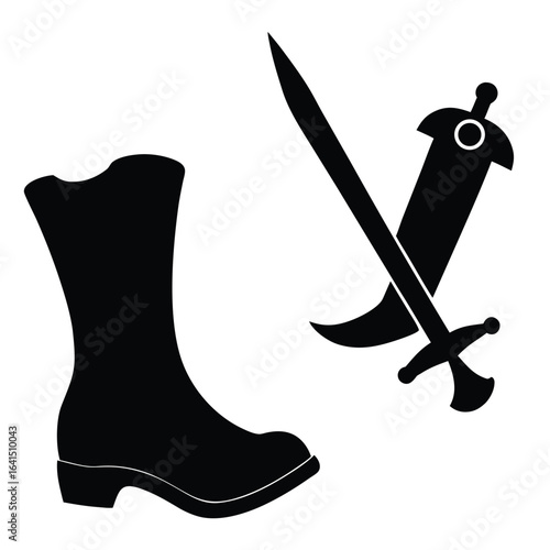 Pirate boot and crossed swords silhouette