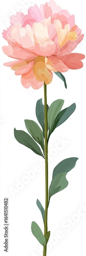 Wallpaper Mural Delicate pink peony with lush green leaves Torontodigital.ca