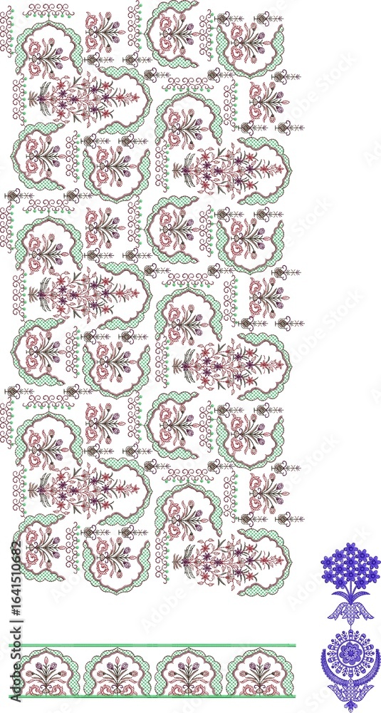 Fototapeta premium Mughal Motif Ornament Seamless Pattern Multi Color Motif Background 