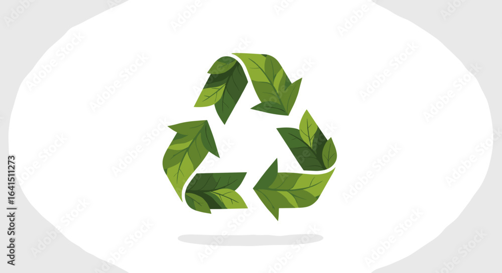 Obraz premium Green recycle symbol with leaf