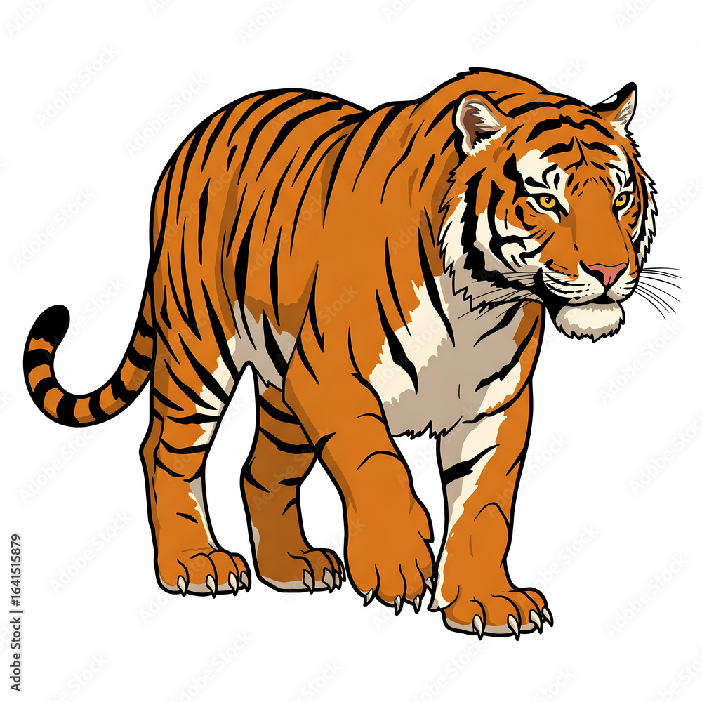Obraz premium Detailed Illustration of a Bengal Tiger Walking