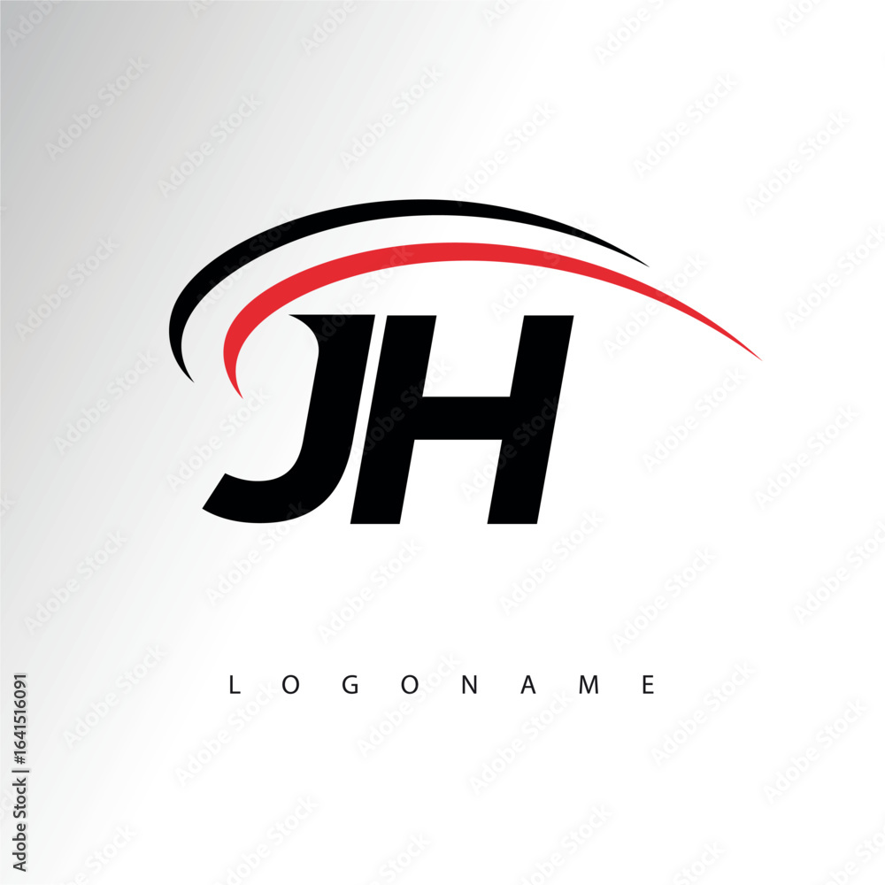 Fototapeta premium JH Modern Minimalist Letter Monogram Logo - Sleek Stylish Branding & Visual Identity Design